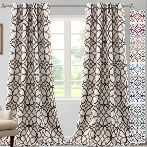 Miniatura 35 de H.VERSAILTEX Cortinas opacas con diseño impreso de 54 pulgadas de largo, juego de 2 paneles de cortinas con aislamiento térmico para dormitorio