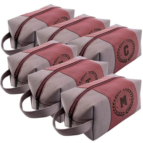 Miniatura 25 de Regalos personalizados para padrinos de boda, bolsas de aseo personalizadas para hombres, regalos de padrino de boda, Beige, Diseño #1, Juego de 3