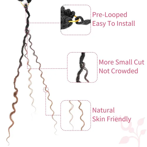 Miniatura 85 de Alicoco Goddess Locs Cabello de Ganchillo 12 Pulgadas 8 Paquetes Rastas Sintéticas de Ganchillo Para Mujeres Rastas Suaves Boho Pre-enrolladas River