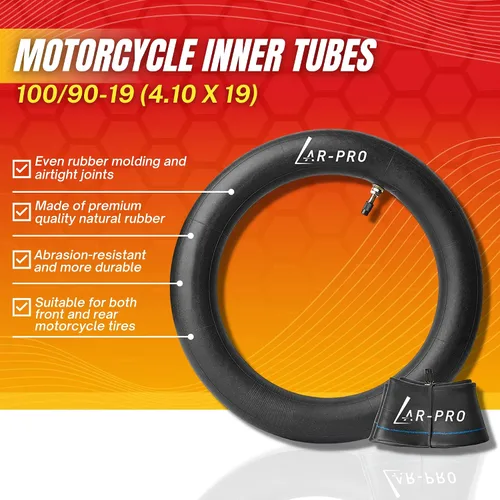 Miniatura 3 de Paquete de 2 tubos interiores de motocicleta 100/90-19 (4.10 x 19), tubos de goma natural para motocross de 19 pulgadas, tubos resistentes a