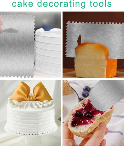 Miniatura 3 de Nuevo 6pcs Cake Scraper 430 inoxidable Decoración Peine y glaseado más suave