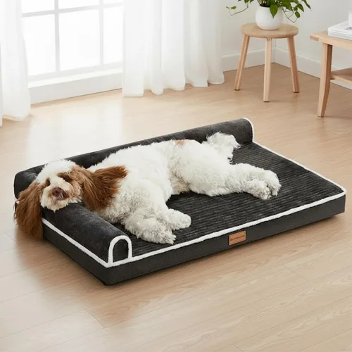 Patas Lague Cama Ortopédica para Perros de Tamaño Grande 36''X24'', Impermeable Cómoda con Bolster en L Mediano Antideslizante Suave Cálida Cama