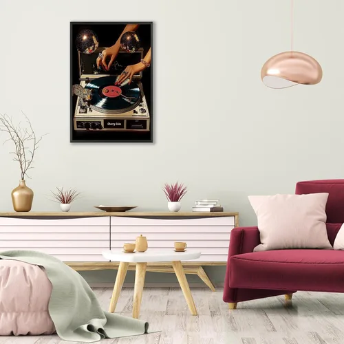 Miniatura 7 de Pósteres de lienzo de vinilo de música retro, tocadiscos de música de los años 70, arte de pared de disco con estampado estético de leopardo, Multi