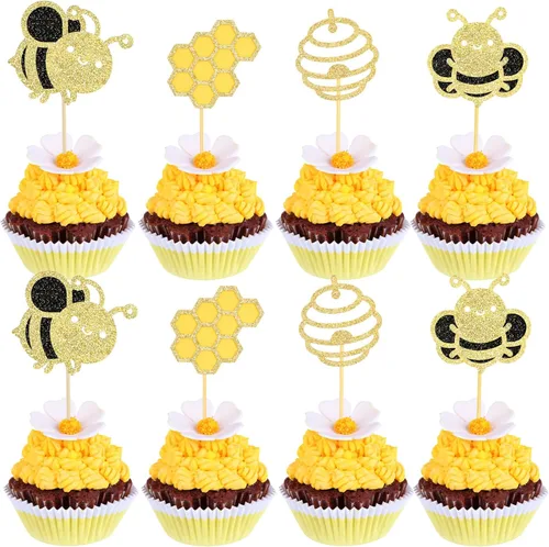 Miniatura 9 de 24 piezas de adornos para cupcakes de abejorro, figura pequeña de mariquita de resina, adornos para cupcakes de abeja, Oh Babee, decoraciones