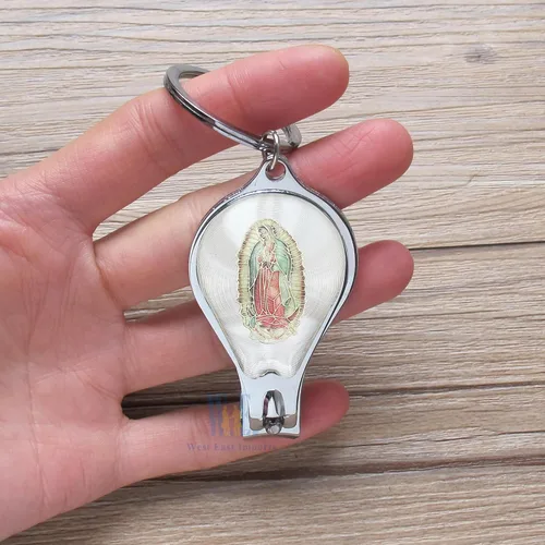 Miniatura 7 de WE Our Lady of Guadalupe (12 piezas) Llavero de bautismo con cortaúñas y abridor de recuerdos de fiesta para bebés niños y niñas/recuerdos