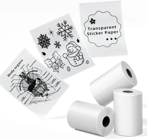 Miniatura 15 de Phomemo Papel adhesivo blanco - para mini impresora Phomemo T02/T02Pro/Q02E/M02X/Y02C/Q02, para notas de estudio, fotos, bricolaje, calcomanías
