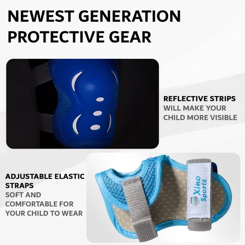 Miniatura 7 de Patines negros (M) + Combo de equipo de protección azul