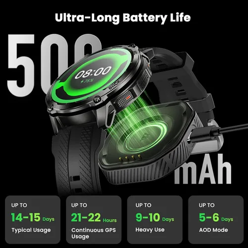 Miniatura 8 de KOSPET Tank T4 Reloj inteligente para hombre, todo de acero inoxidable, GPS de 6 satélites y mapas sin conexión, impermeable 100M 45m de buceo