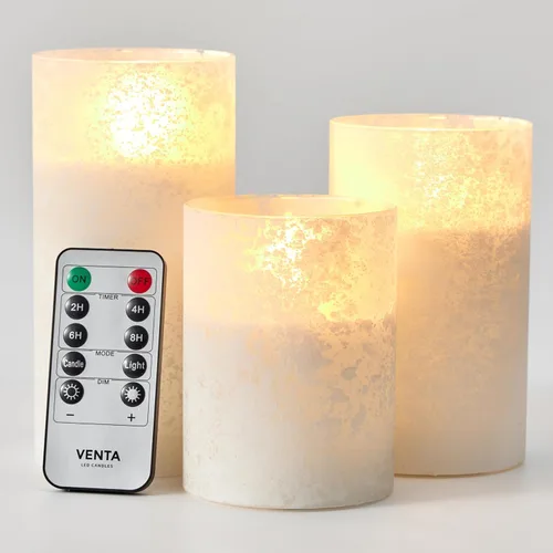 Miniatura 19 de VENTA Juego de 3 velas de pilar de marfil cálido Velas de cera real operadas por baterías con llama parpadeante Decoración atemporal para todo