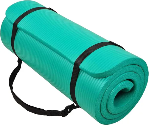 Miniatura 16 de BalanceFrom Yoga Mat, 1-Inch Extra Thick High Density Exercise Mat, Anti-Tear Exercise Yoga Mat with Carrying Strap, Suitable for Various Yoga Azul