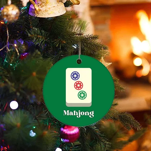 Miniatura 3 de Cheyan Divertido adorno chino de porcelana de Mahjong para decoración del hogar, colgantes de Navidad, árbol de Navidad, adorno colgante de árbol