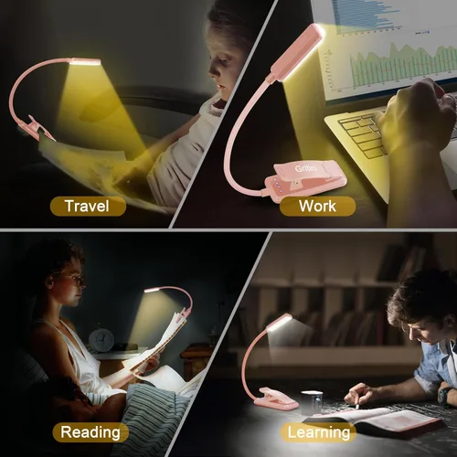 Miniatura 7 de Gritin Luz de Lectura Recargable de 9 LED para Leer en la Cama - Cuidado de los Ojos 3 Temperaturas de Color, Brillo de Atenuación Continua, 80
