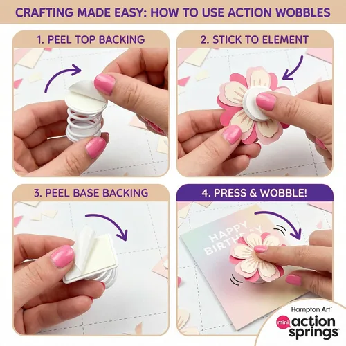 Miniatura 6 de Hampton Art Action Wobbles, anclajes de resorte autoadhesivos para manualidades de papel dimensionales, mini, paquete de 100