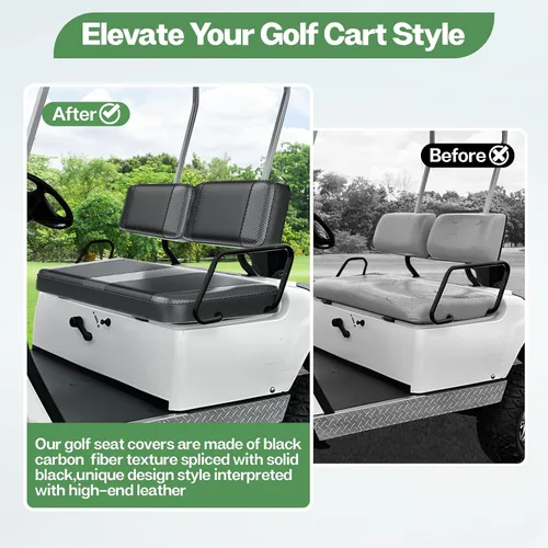 Miniatura 4 de T TGBROS Fundas de asiento de carrito de golf para Yamaha Club Car EZGO Ordinario Cojín de asiento delantero trasero impermeable de cuero de vinilo