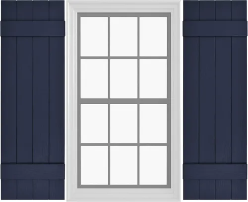 Miniatura 28 de Persianas de Vinilo Board & Batten (1 Par) 11"x31" (3-Tableros) - Negro Cosmos/Pintable Persianas Exteriores para Ventanas Incluye Herrajes