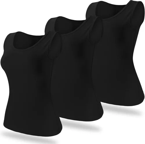 Miniatura 11 de 3 piezas de camisetas térmicas sin mangas para mujer, ropa interior de forro polar, suave, sin mangas, chaleco de capa base cálida