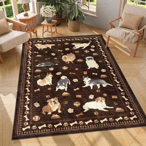 Miniatura 149 de DUKINO Alfombra de área de 6 x 9 pies, alfombra floral para sala de estar, ligera, antideslizante, lavable, alfombra de interior de pelo bajo