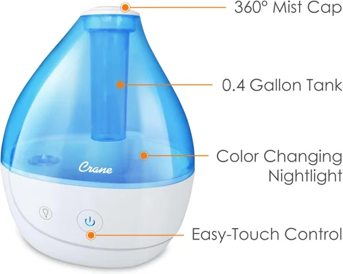 Miniatura 4 de Crane Humidificador ultrasónico de niebla fría, azul y blanco