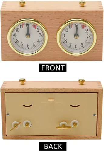 Miniatura 2 de fayle Temporizador de reloj de ajedrez, juego de mesa analógico de madera de competencia herramientas de sincronización mecánica de alta precisión