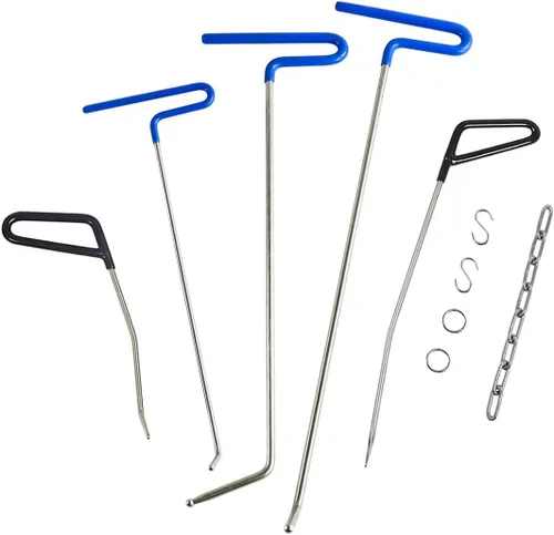 Miniatura 9 de LadyRosian - Juego de 12 herramientas para reparación de abolladuras sin pintura; martillo de abolladuras de aluminio con cabeza de derribo, juego