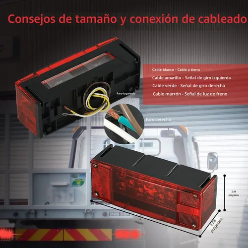 Miniatura 6 de Wellmax Luces LED de remolque de 12 V, sumergibles e impermeables, de perfil bajo, luces traseras rectangulares para RV, marina, barcos, remolques