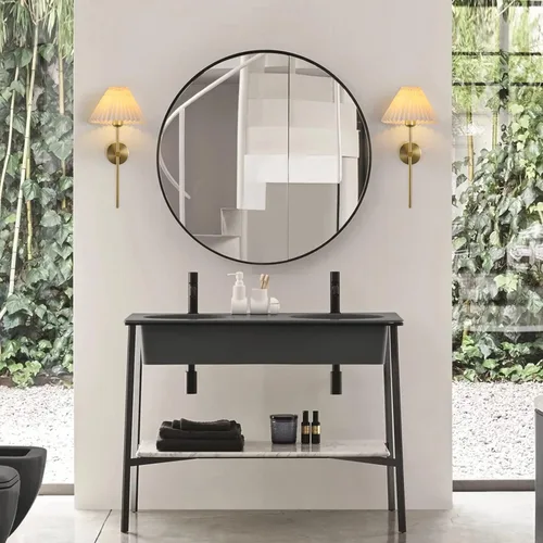 Miniatura 2 de KELUOLY Apliques de Pared Juego de 2 Pantalla de Tela Blanca Lámpara de Pared Dorada Soporte de Ménsula de Columna Iluminación de Pared Baño Tocador