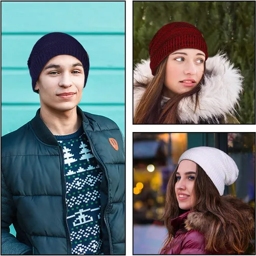 Miniatura 5 de Omechy. - Gorro de punto para hombre de invierno, gorro cálido.