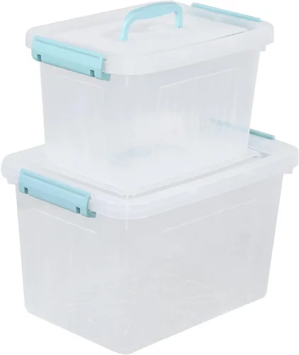 Miniatura 8 de Ggbin Caja de almacenamiento de plástico transparente con asa, contenedor de almacenamiento de 6 cuartos de galón y tapa de 12 cuartos de galón, 2