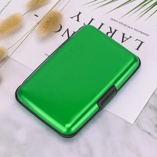 Miniatura 244 de ELFISH Mini cartera de aluminio RFID para tarjetas de crédito, funda de identificación de metal para hombres y mujeres, Happy Flower, Cartera Rfid