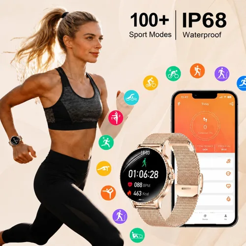 Miniatura 4 de Efolen Relojes inteligentes para mujer, responder/hacer llamadas, reloj inteligente de 1.27 pulgadas para monitor de frecuencia cardíaca, monitor
