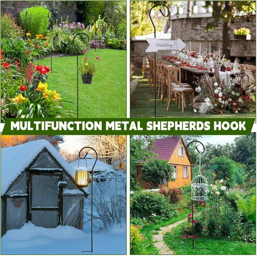 Miniatura 6 de Hicarer 24 Piezas Ganchos de Pastor 32 Pulgadas Metal Acero Resistente al Óxido para Jardín Exterior Cesta Colgante de Plantas, Luz Solar, Farol
