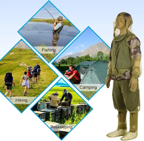 Miniatura 5 de Lixada Mesh Hooded Suits Ultra-fine Mesh Protective Jacket Summer Wear Fine Net Cover Jacket Suit for Outdoor Fishing Hiking Camping Gardening