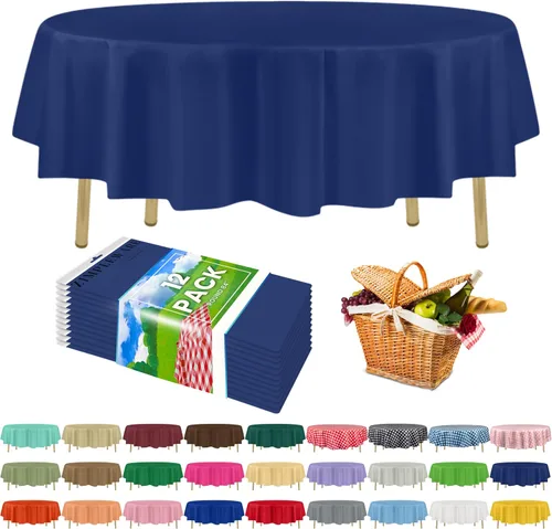 Miniatura 118 de Zimpleware - Mantel redondo de plástico para fiestas de 213 cm (84 pulgadas) de diámetro (paquete de 1, 6 y 12 unidades)