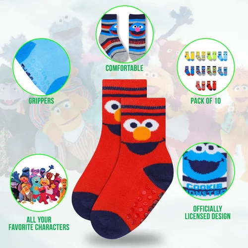 Miniatura 3 de Sesame Street Toddler Socks, Grip Socks for Kids, Toddler Socks with Grippers, Toddler Non Slip Socks