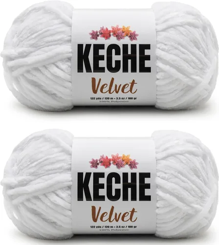 Miniatura 87 de Keche Hilo de terciopelo para ganchillo, manta de felpilla suave, voluminosa, hilo amigurumi, 3.53 oz (132 yardas), color azul bebé