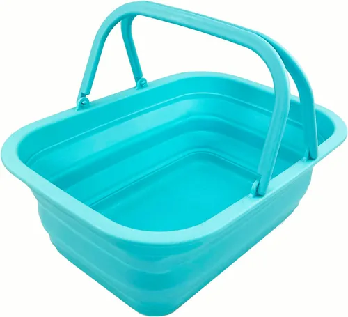 Miniatura 2 de SAMMART Tina plegable con asa de 9.2 litros (2.37 galones) - Cesta de picnic portátil al aire libre - Lavabo plegable para lavar platos, campamento