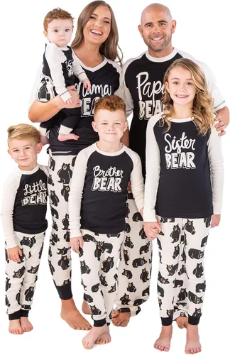 Lazy One Conjuntos de pijama familiar a juego para adultos, niños y bebés (oso familiar)