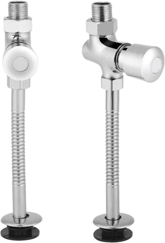 Miniatura 6 de Válvula de descarga de orinal de inodoro Tipo de botón Retraso manual Apagado automático, latón macizo antisifón Válvula de descarga para baño