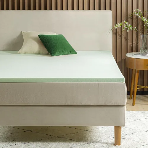 Miniatura 6 de ZINUS Cubrecolchón de espuma viscoelástica de té verde de 1.5 pulgadas, ropa de cama para dormitorio, capa de alivio de presión, ideal para aliviar