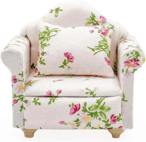 Odoria 1/12 Silla en miniatura Sillón Accesorios para muebles de casa de muñecas, color blanco