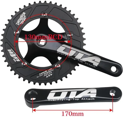 Miniatura 2 de CYSKY Juego de Bielas de Una Sola Velocidad E-Bike 170mm 130 BCD 48T/53T/56T/58T/60T Juego de Bielas Cónico Cuadrado para Bicicleta Plegable E-Bike