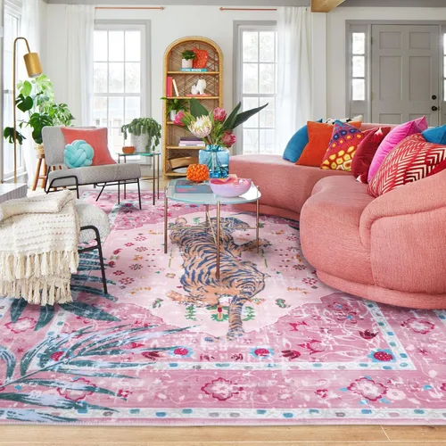 Miniatura 16 de Alfombra de leopardo de 2 x 3 pies para sala de estar, alfombra estética vintage de animales para habitación de niñas, guardería, dormitorio, Azul
