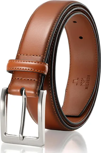 Miniatura 19 de MILORDE Cinturón de vestir de cuero genuino para hombre, hecho a mano, 100% cuero de vaca, diseños clásicos y modernos para trabajo, negocios y uso