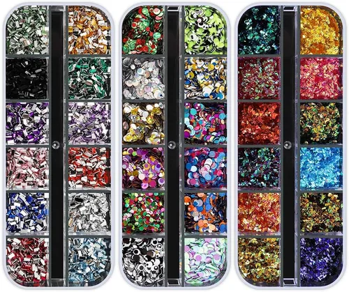 Miniatura 7 de Artdone 12 cajas de diamantes de imitación para uñas, gemas de diamantes de uñas, aretes de cristal de uñas y lentejuelas para uñas, kit con 1 pinza