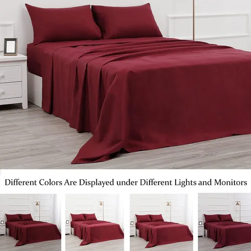 Miniatura 3 de Juego de sábanas de 4 piezas - 1 sábana encimera, 1 sábana bajera y 2 fundas de almohada, ropa de cama de lujo de microfibra cepillada con bolsillos
