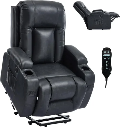 Miniatura 23 de Silla reclinable eléctrica con elevación Trustyue con calor y masaje, sillas elevadoras para asistencia al estar de pie, silla pequeña con elevación