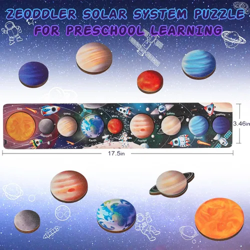 Miniatura 6 de Zeoddler Juguetes del sistema solar para niños de 3 a 6 años, rompecabezas espacial de madera, planetas para niños, actividades de aprendizaje