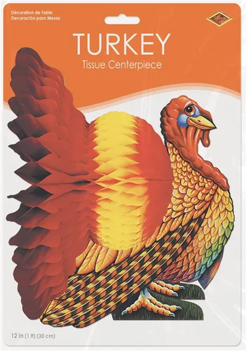 Miniatura 8 de Beistle Centro de mesa de papel de seda de pavo para fiesta de Acción de Gracias, otoño, cosecha, decoración del hogar, Pkg/1