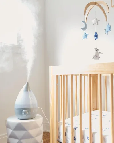 Miniatura 7 de Crane Humidificador ultrasónico de niebla fría en forma de lágrima, tanque grande de 1 galón, apagado automático, humidificadores de bebé para Gris