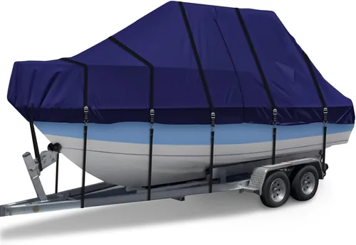Miniatura 9 de Cubierta para Barco con Techo en T 900D - Cubierta para Barco de Consola Central de Servicio Pesado Resistente al Agua y Remolcable que se Ajusta a